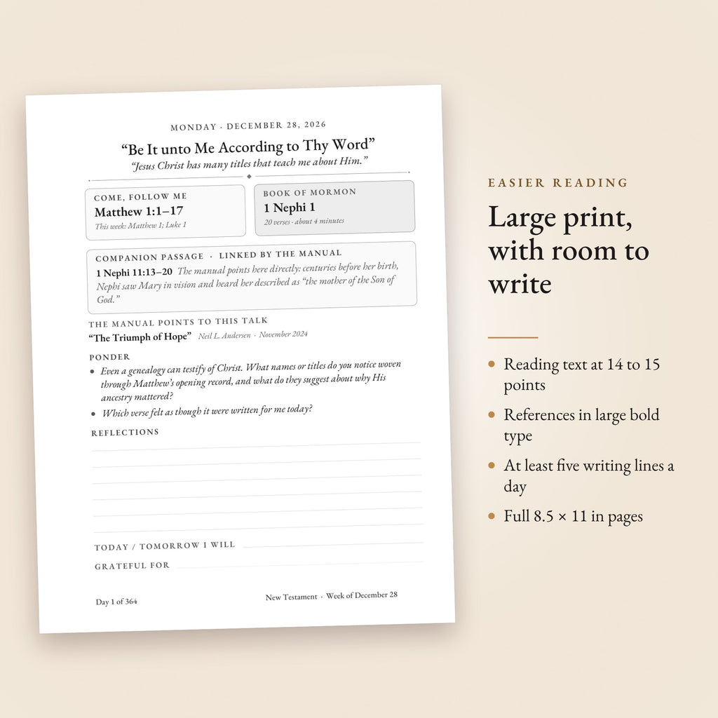 A daily page inside the Classic Edition (Large Print)