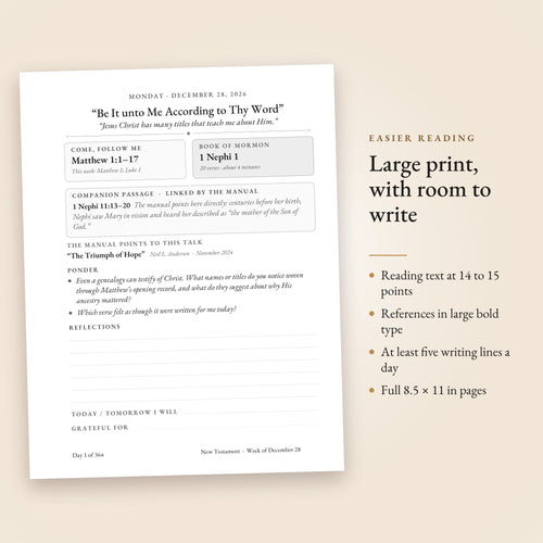 A daily page inside the Classic Edition (Large Print)